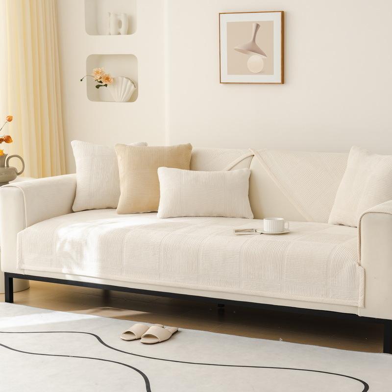 Luxuriöser einfarbiger Samt-Steppsofaüberwurf, rutschfester Sofabezug, Winterwarmes Kurzplüsch-Sofa-Handtuch für Wohnzimmer