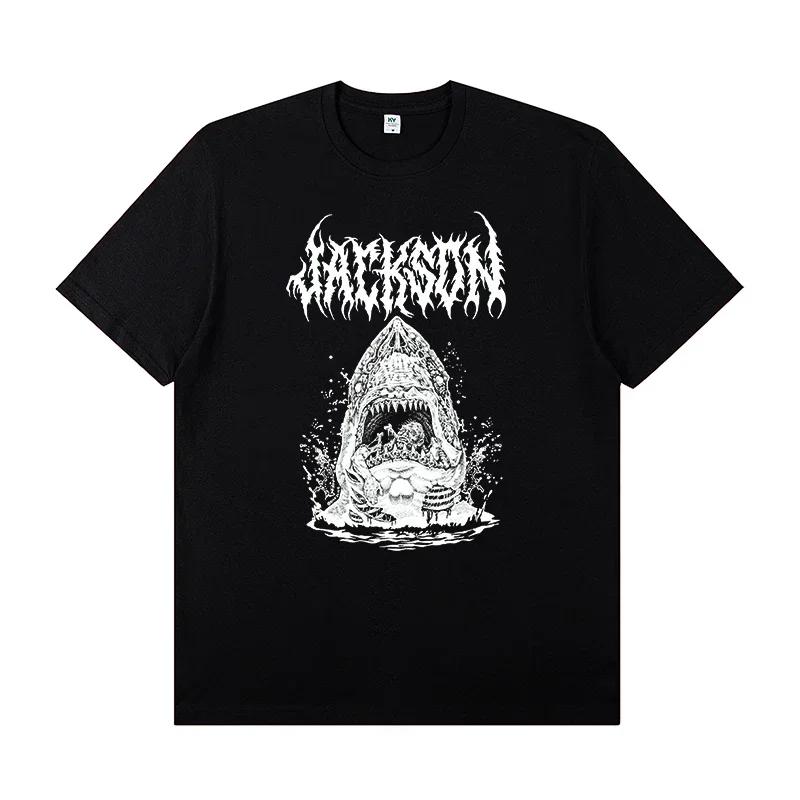 JACKSON SHARKROT Jackson Electric Guitar with Short Sleeve T-shirt Rock Band Outfit Casual T-shirt for Men and Women