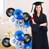 40 Pcs 2025 Graduation Balloons 12 Inch Black Gold Congrats Grad Balloons with Ribbons for Class of 2025 Grad Party Decoration