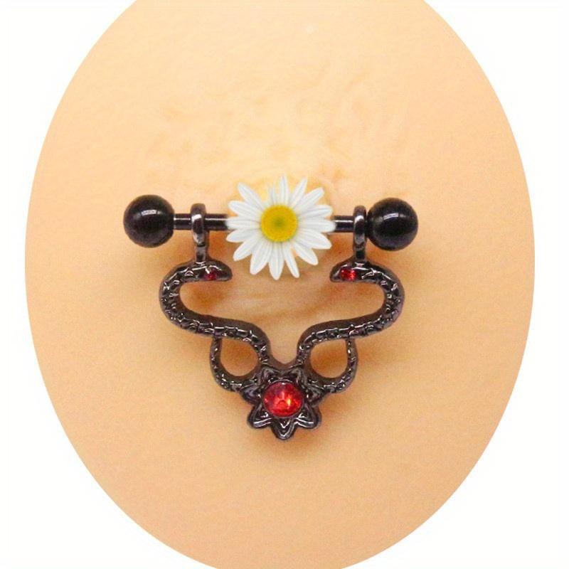 2pc Skull Nipple Ring Demon Nipple Ring Rose Chest Serpentine Nipple Ring Body Piercing Jewelry