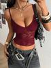 Womens V Neck Lace Camisole Slim Fit See Through Sexy Backless Vest