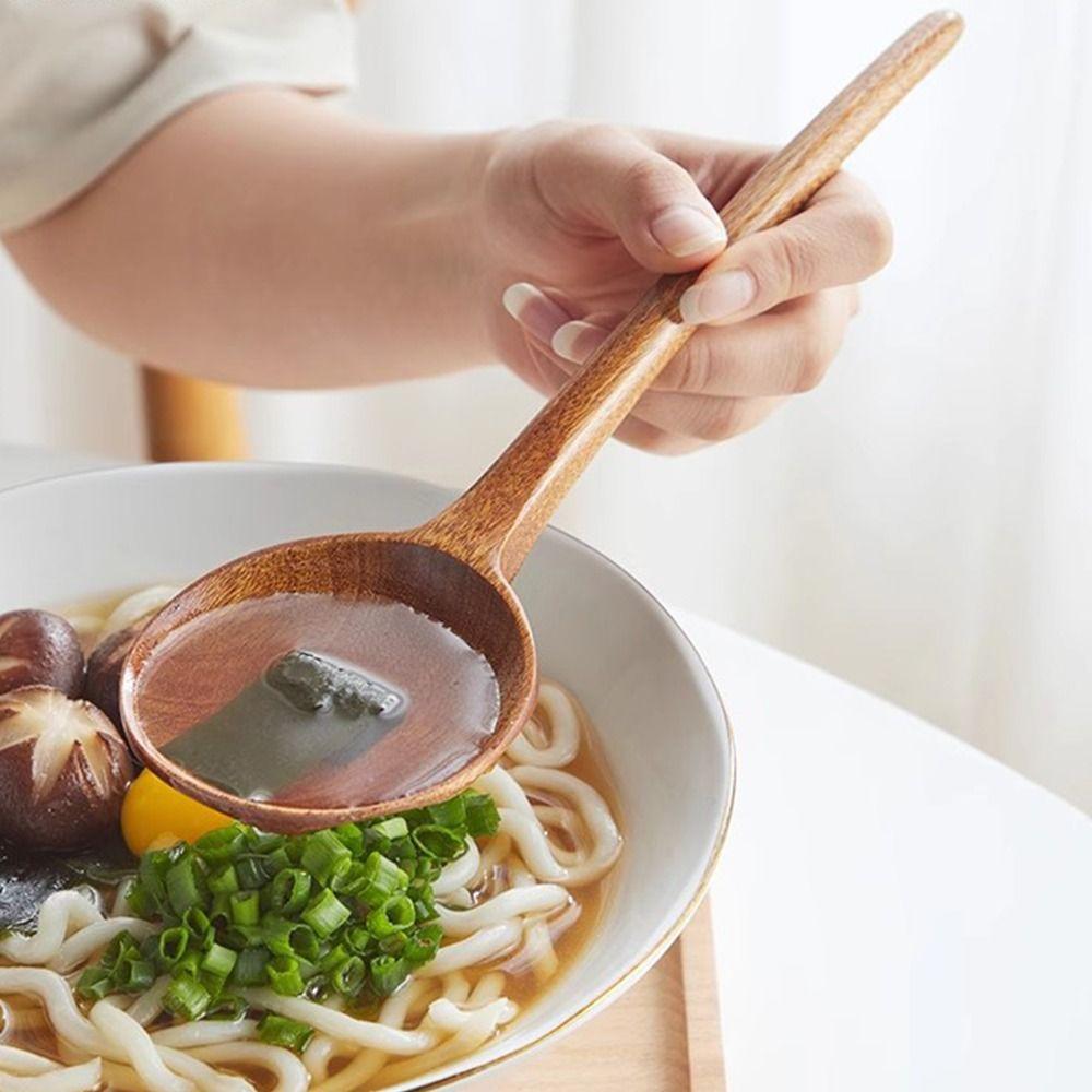 Deep Spoon Head Long Handle Spoon Long Handle Serving Ladle Wooden Soup Spoon Kitchen Cooking