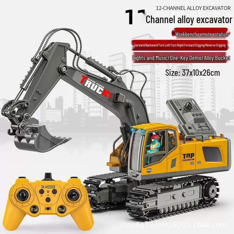 New Remote Control Alloy Excavator Toy for Kids Ages 3-8 - Engineering Vehicle Simulation