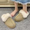 Fashion Women Thick Sole Faux Fur Slippers Winter Plush Warm Cotton Shoes Woman Indoor Outdoor Non Slip Fluffy Platform Slippers 2024