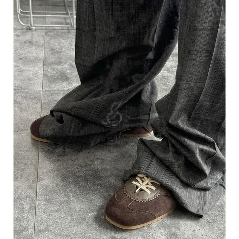 Dámské sportovní boty na ležérní šněrování z pravé kůže, podzimní a zimní, plus sametové retro německé tréninkové boty