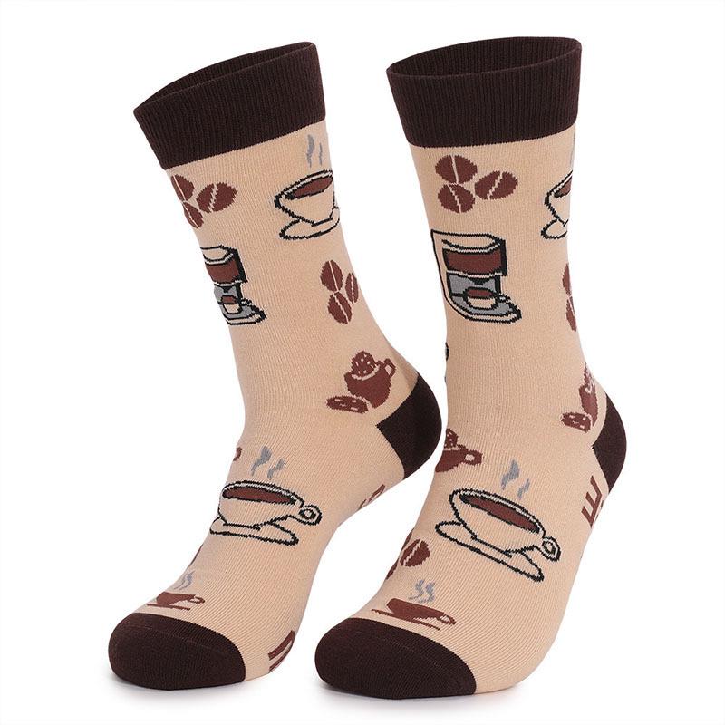 Unisex Socken mit Kaffee-, Eiscreme- und Schokoladenmuster, mittellang - Frühjahrs-/Herbstkollektion