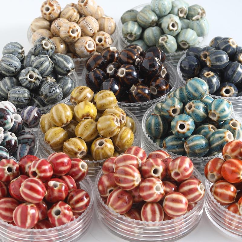DIY Flower Glaze Watermelon Ceramic Beads – Loose Porcelain Beads for Jewelry, Clothing Accessories, Bracelet & Necklace Crafts