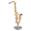 Model Mini Saxofon Instrument Muzical Broșă Miniatură din Cupru Display Decorativ pentru Masă cu Instrument Muzical