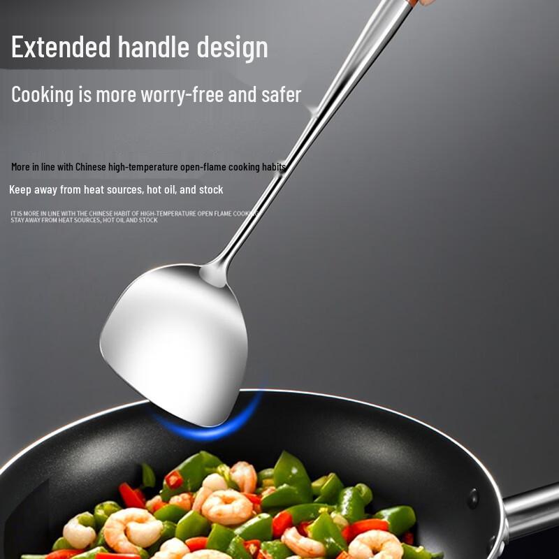 COOKSS 304 Stainless Steel Wok Spatula with Rosewood Handle