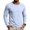 Men Crew Neck Long Sleeve T‑Shirt Casual Solid Color Basics Tees Spring Autumn Cotton Linen Breathable Tops