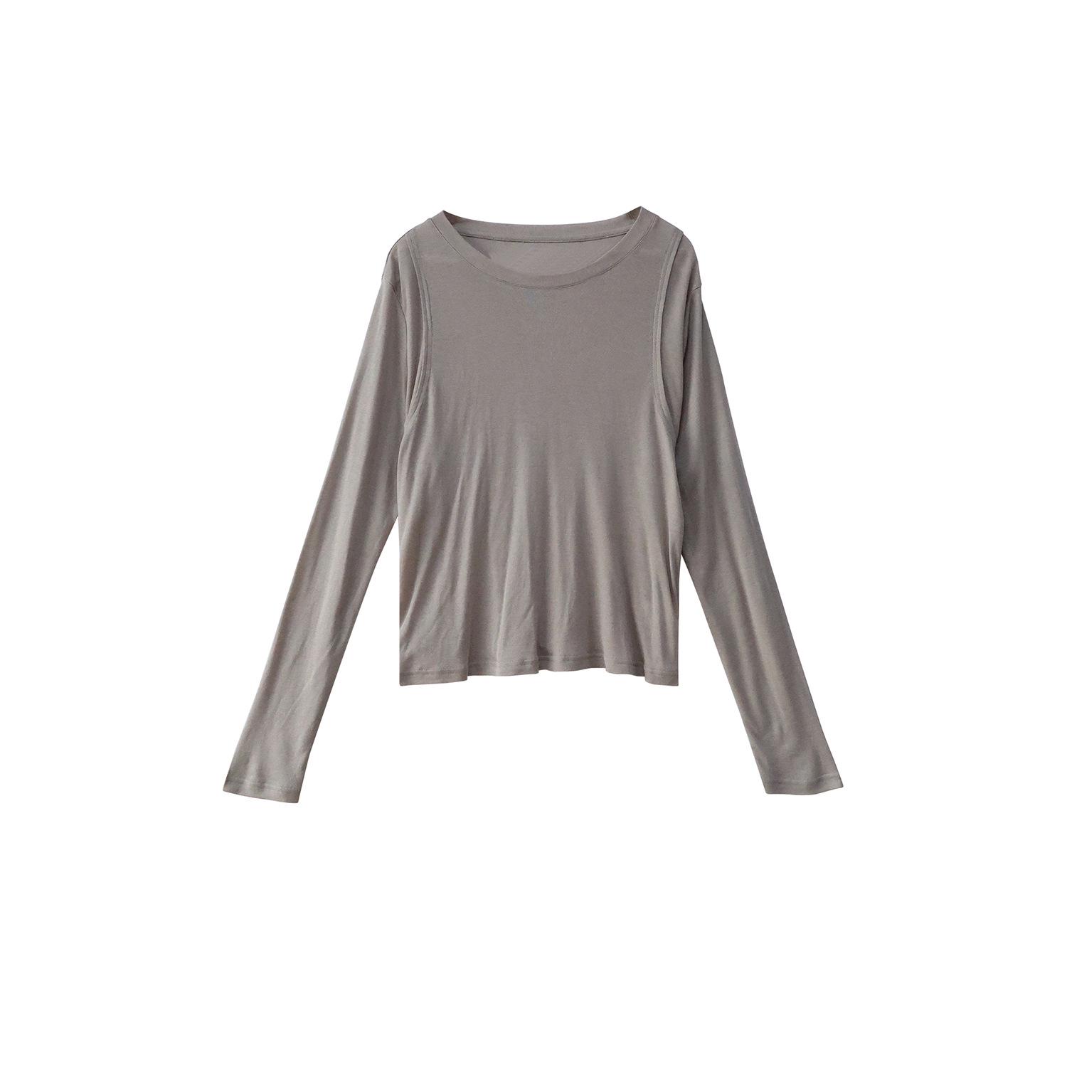 

Plus Size Women s Casual Round Neck Slim Fit Long Sleeve Top - Solid Multi-Color for Spring/Summer XL (60-70kg)