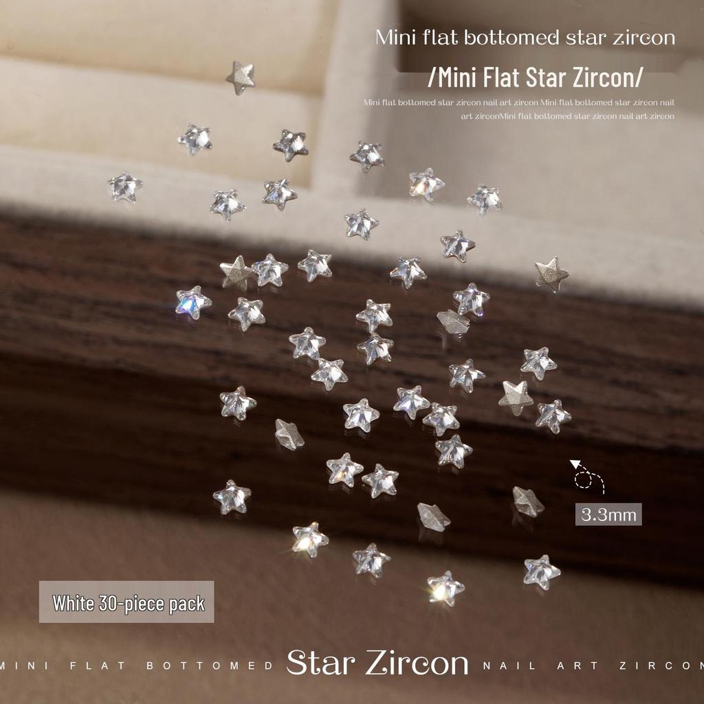 Sparkling Mini Zirconia Flat Star 3D Nail Decorations: Champagne Autumn/Winter Mix