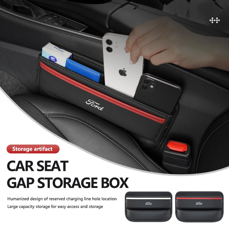 JQOZ8 Car Seat Gap Storage Box Leather Auto Seat Crevice Organizer For Ford Escort KA Flex Everest KA Expedition Falcon Fusion