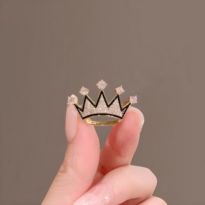 Japanische Schwarzkanten-Flash-Diamant-Kleine Krone-Brosche High-End-Femininität Vielseitige Korsage Kreative Anti-Licht-Anzugnadel-Schnalle