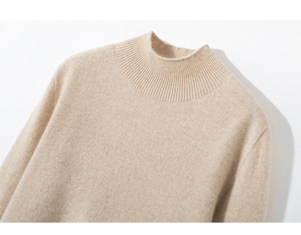 Women's Seamless Half-High Cashmere Sweater - Versatile, Comfortable, Fashionable Knitwear for Autumn & Winter.