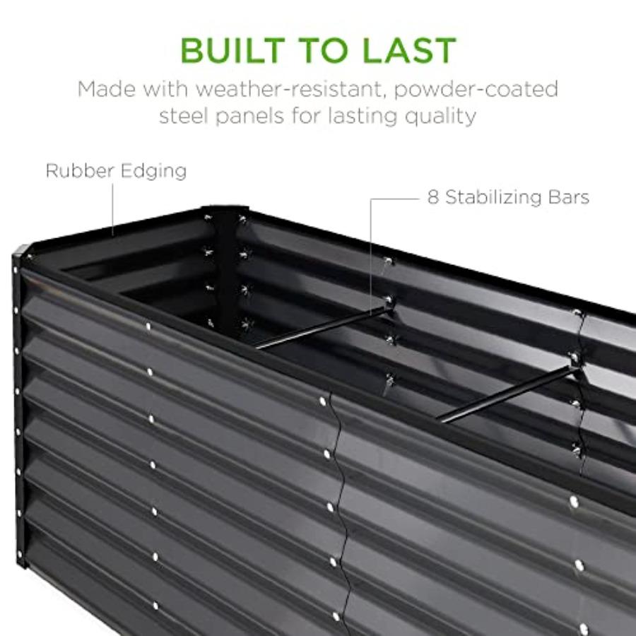 8x2x2ft Outdoor Metal Raised Garden Bed Rectangular Deep Root Planter Box for Vegetables Flowers Herbs and Succulents W/ 239 Ga