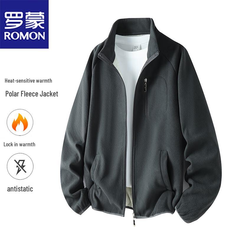ROMON Men's Stand Collar Fleece Jacket