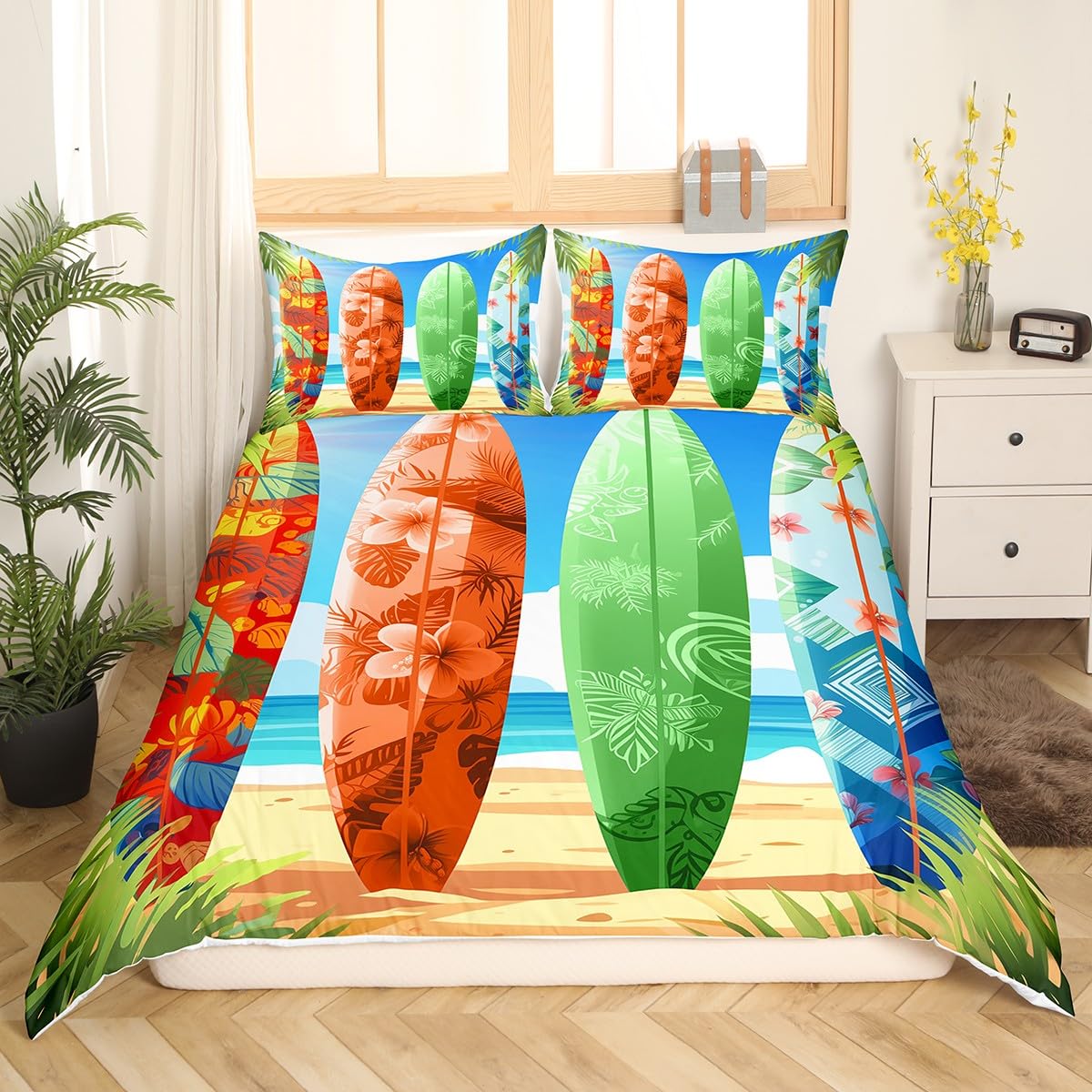 

Undersea Cartoon Pattern Duvet Cover Hawaiian Style Undersea Animal Adventure Quilt Cover For Teen Boys Girls Room Decor 3 Pcs EU Single(135x200cm)