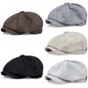 Nuevo Sombrero de Boina Casual para Hombre Primavera Verano Delgado Retro Boina Sombrero Salvaje Casual Sombreros Unisex Gorra Octogonal Moda Hip Hop Gorras