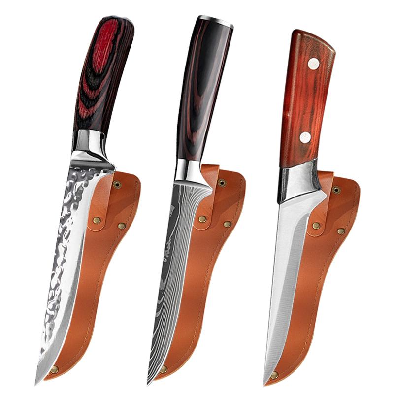 

Нож для обвалки мяса с лазерным узором, раздельный нож для рыбы из нержавеющей стали, нож для очистки домашней кухни, нож для мяса, нож для овощей и фруктов 3pcs