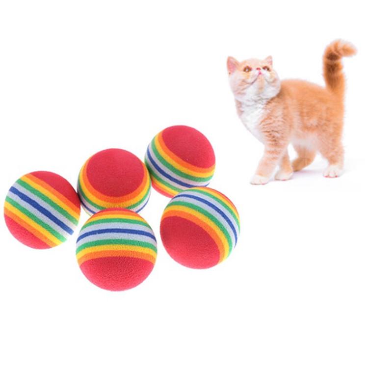 Colorful 35MM EVA Rainbow Ball: Silent, Elastic Cat Toy for Self-Play