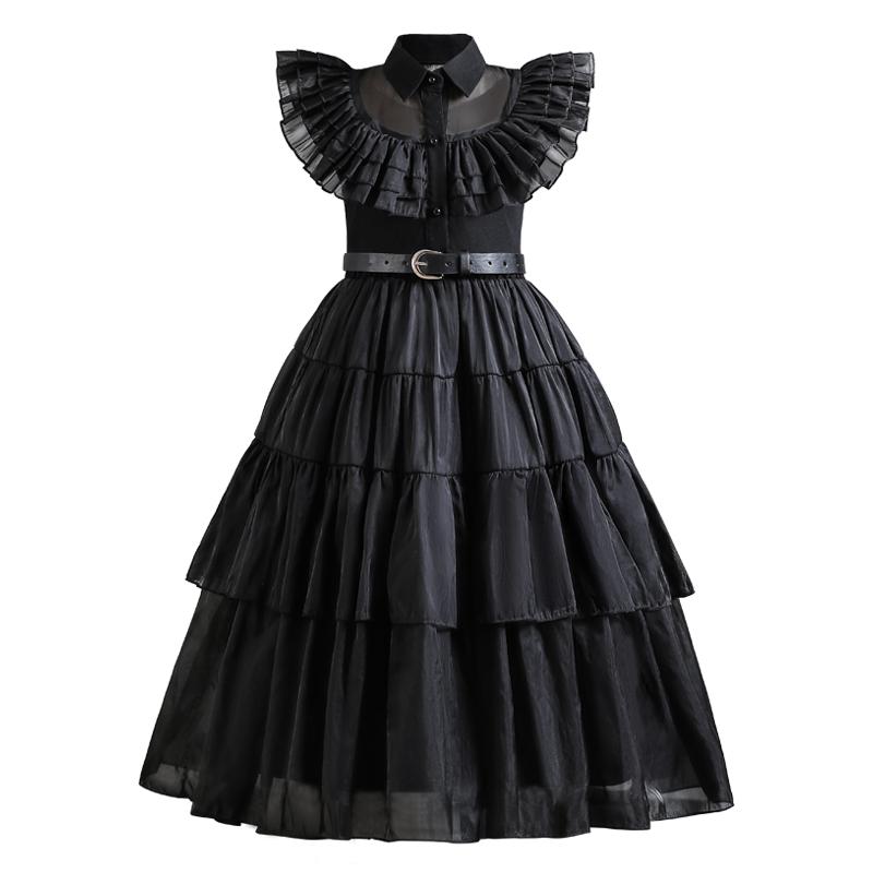 Children Wednesday Addams Dress Halloween Costumes Dress Cosplay Party Costume