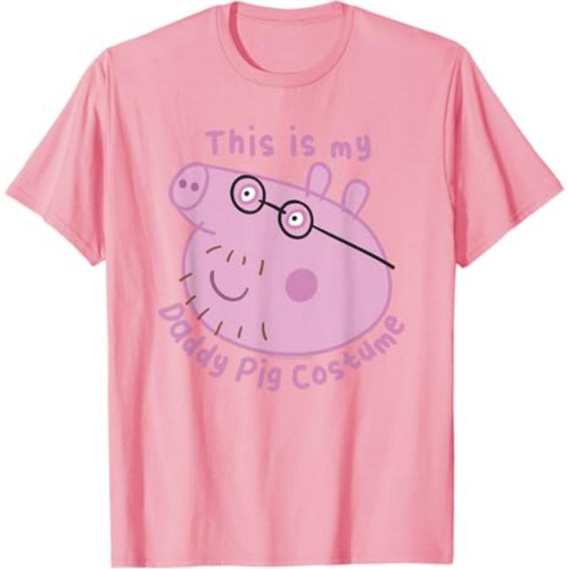 2025-26 Summer Peppa Pig Cartoon Graphic 100% Cotton Print T-shirt Hasbro Brand Children and Unisex Breathable Loose Casual S