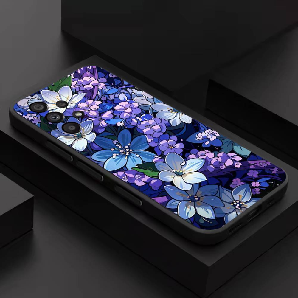 Painting Art Flower For Samsung S 26,25,24,23,22,30,21,10,9,Ultra,Plus,Lite,FE,4,5G Phone Case Black Soft Case