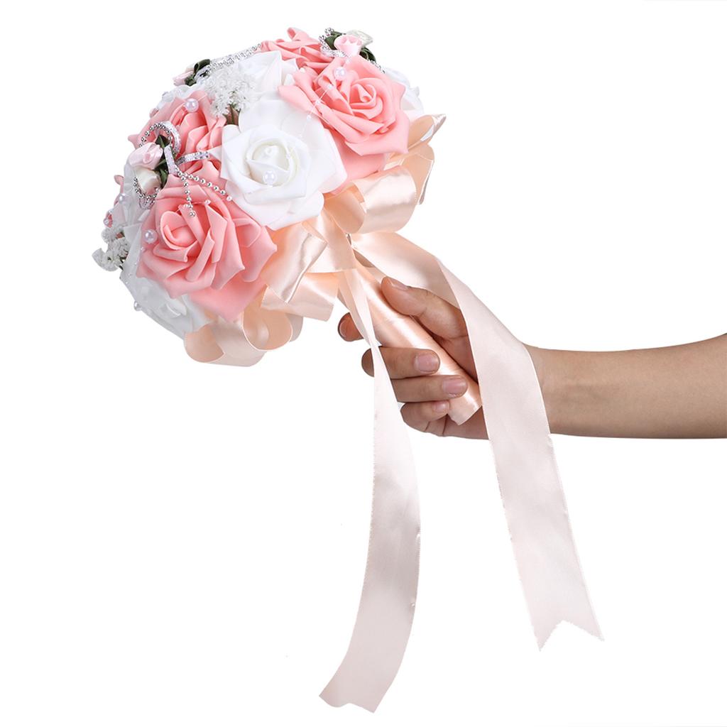 Artificial Wedding Bouquet Simulation Bridal Holding Flower Decoration Wedding SuppliesPink