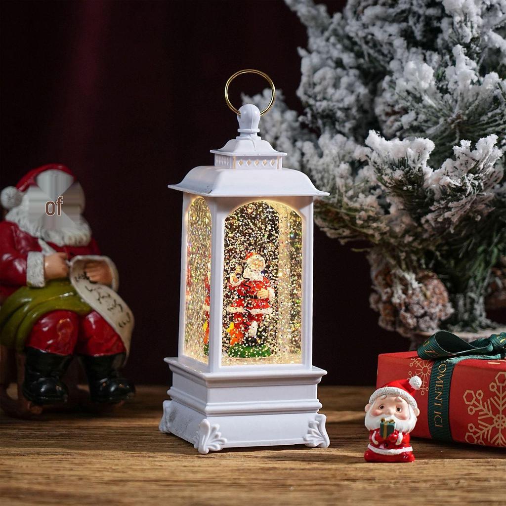 Christmas Chinese Lantern Water-Filled Luminous Music Box Snowfall Crystal Ball Decoration Ornament