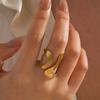 Edelstahl Unregelmäßige Wellenringe Für Damen Herren Kreative Goldfarbene Verstellbare Öffnungsringe Weiblicher Statement-Schmuck Geschenke