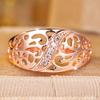 Rose Gold Color Hollow Out Leaf Pattern Zircon Ring for Women Fashion Jewelry Gift Party Wedding