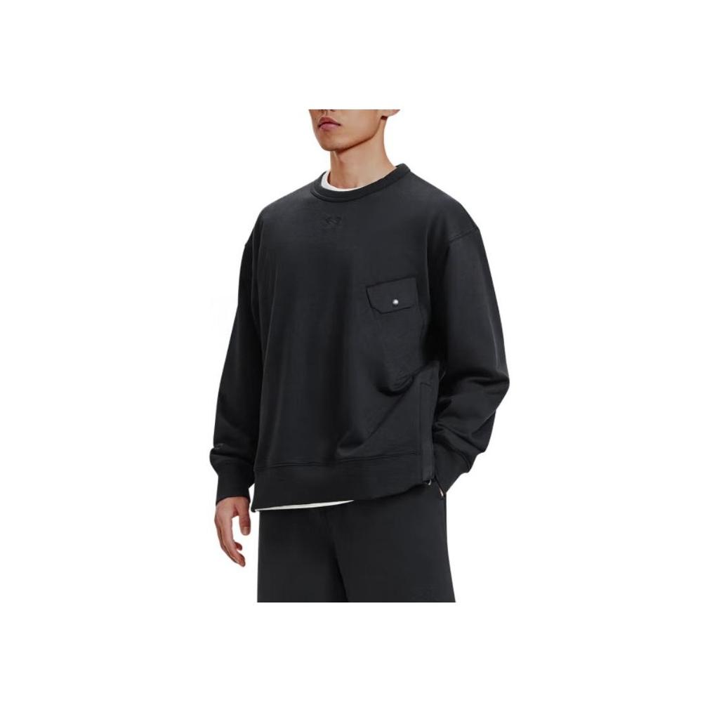 Under Armour Solid Color Crew Neck Casual Long Sleeve Pullover Sweatshirt Men sweatshirt Black 1387975-001