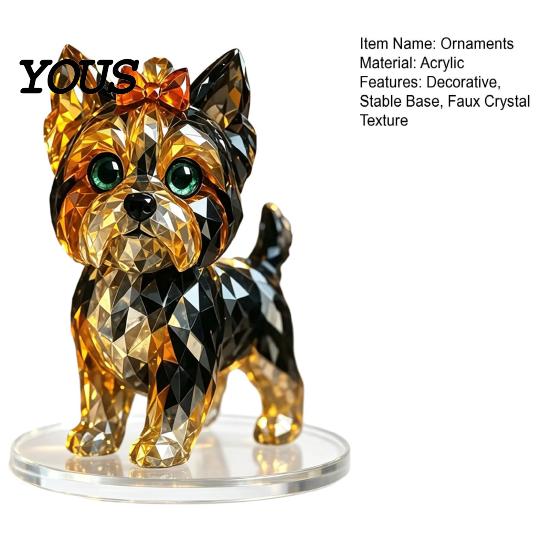 Decorative Desk Figurines Geometric Faux Crystal Animal Sculpture, Sparkling Acrylic Cat/Owl/Eagle/Dog Statue, Unique Birthday Gifts for Her