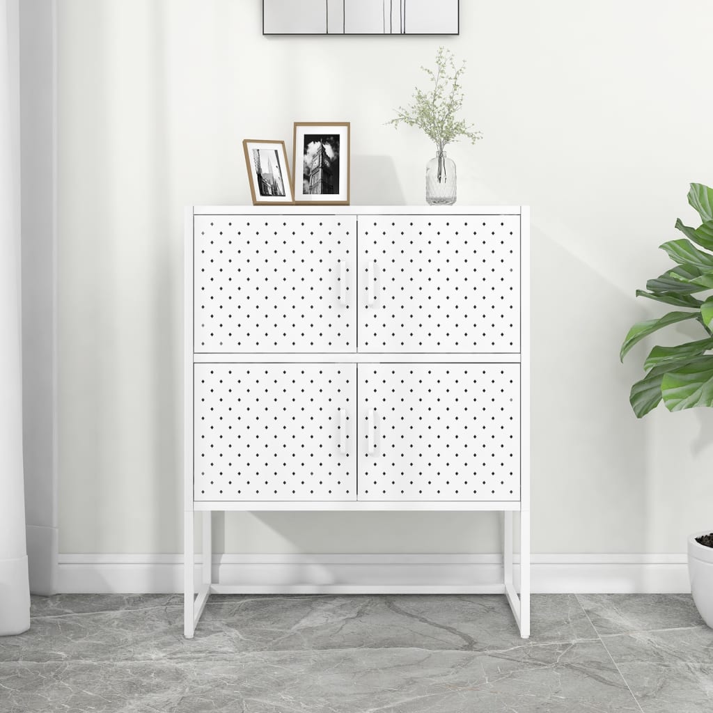 Highboard White 80 x 35 x 100 cm Steel