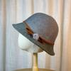Hat Women's Autumn and Winter Bow Bucket Hat Dome Basin Hat British Retro Top Hat