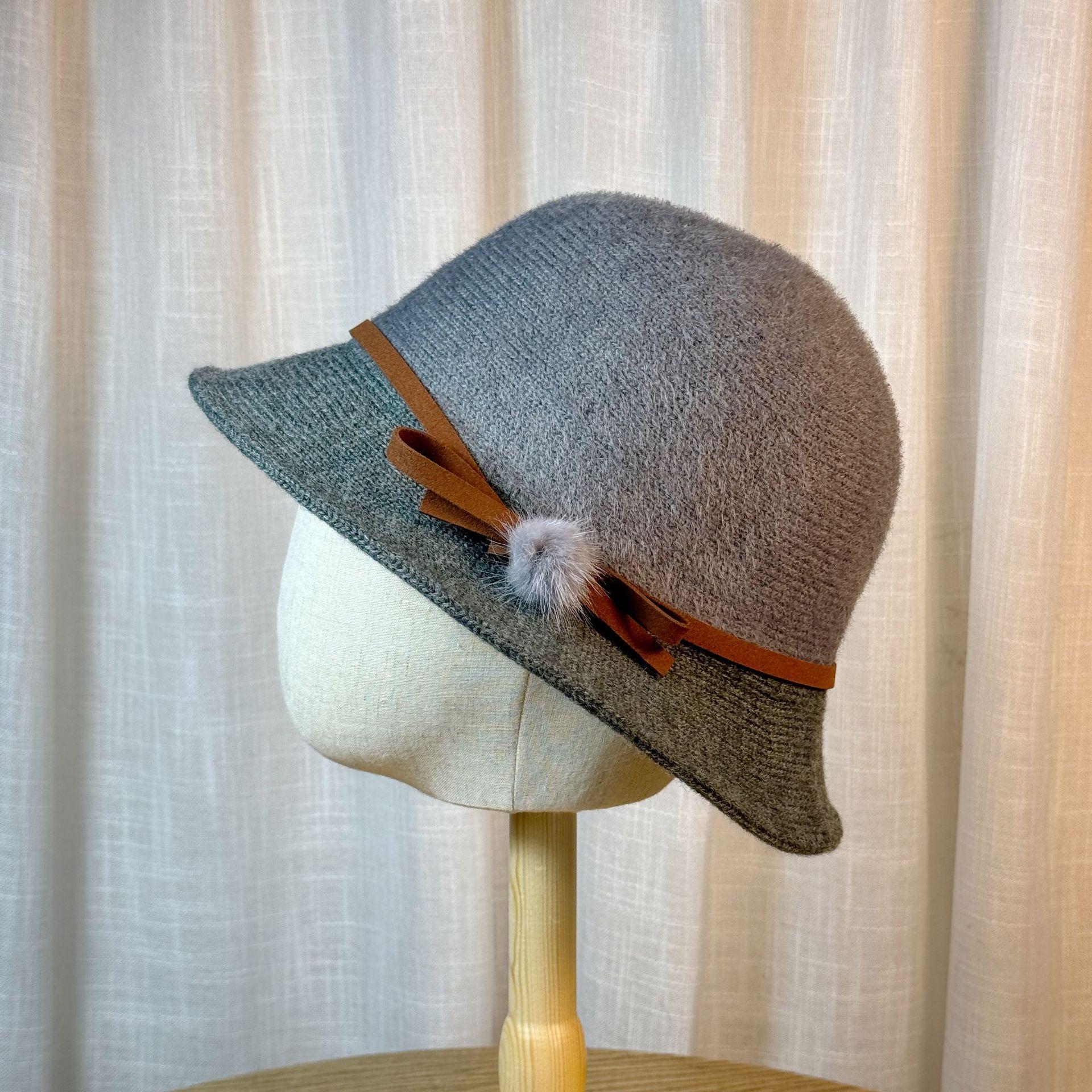 

Hat Women s Autumn and Winter Korean Style Versatile Bow Fisherman Hat Japanese Plush Dome Hat British Retro Small Top Hat Adjustable