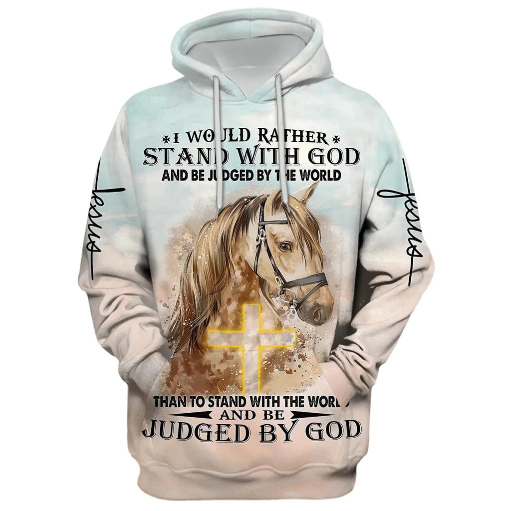 2025 Spring And Autumn God Jesus Graphic Pullovers Animal Lion 3d Printed Hooded Hoodies Sports Casual Daily Unisex Sweatshirts