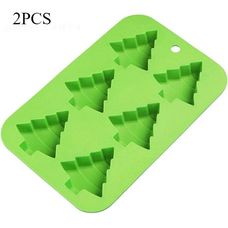 1pc/2pcs Silicone Cake Mold 6 Christmas Tree Halloween Baking Equipment Eco Friendly Reusable Non Stick Easy Clean