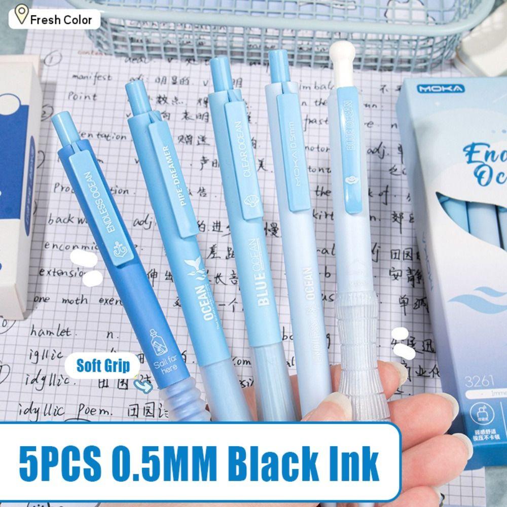 5PCS/Set Press Type Gel Pen ST Tip Ballpoint Pen Multifunctional Writing Tool School Office