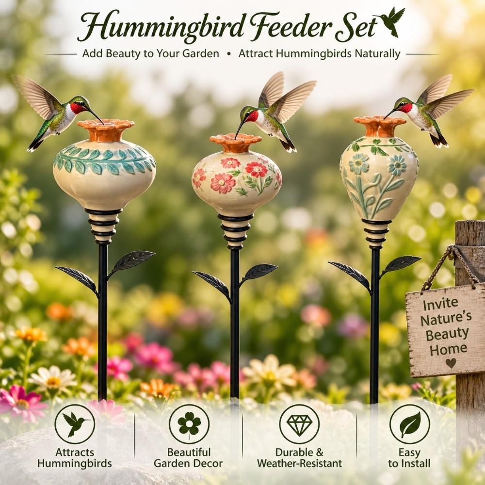 Easy Fill Garden Hummingbird Feeder Ground Stake Garden Bird Feeder Patio Flower Bed