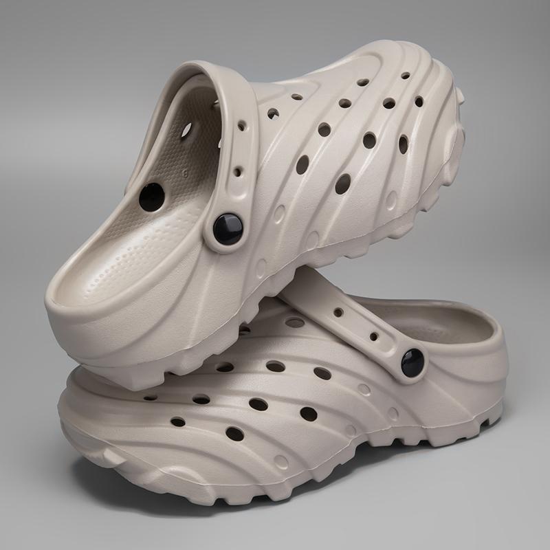 Fashion Cross-Border Solid Color Plus Size Hole Men's Sandals EVA Outsole 4.0 Beach Shoes Thick Bottom Increased Height Breathable Cool