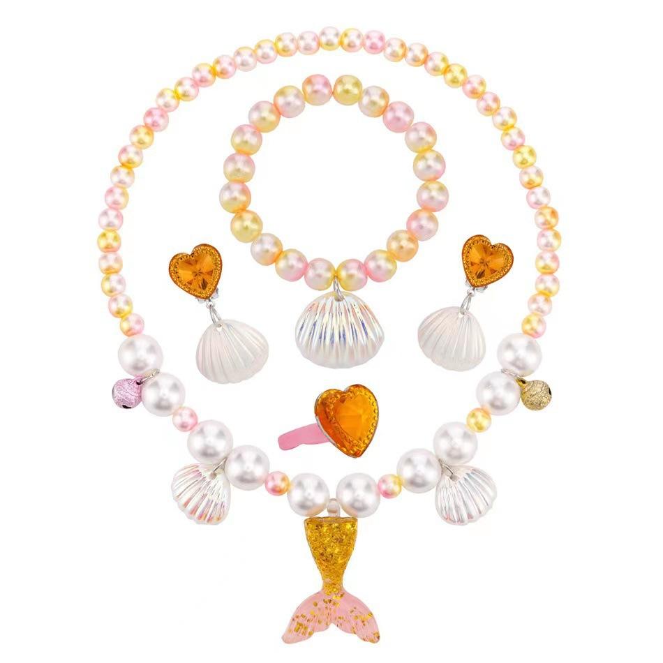 Children'S Princess Crown Accessories Necklace Set Bag Accessories Mermaid Generation Children'S Birthday Gift Jewelry