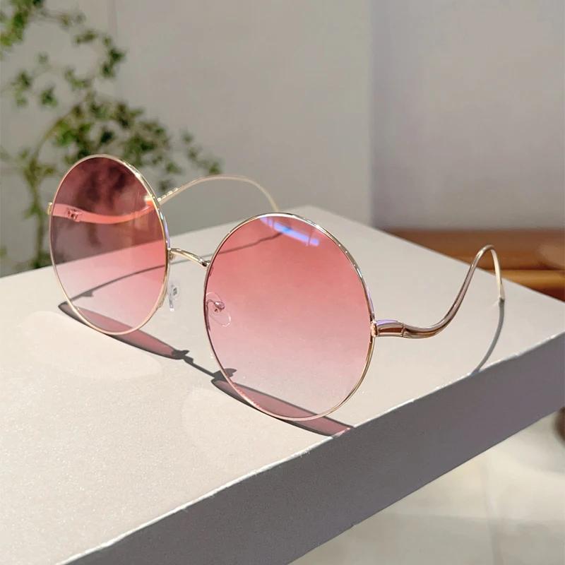 Oversized Round Sunglasses Women  New Fashion Vintage Gradient Shades Retro Trendy Luxury Stylish Design Sun Glasses