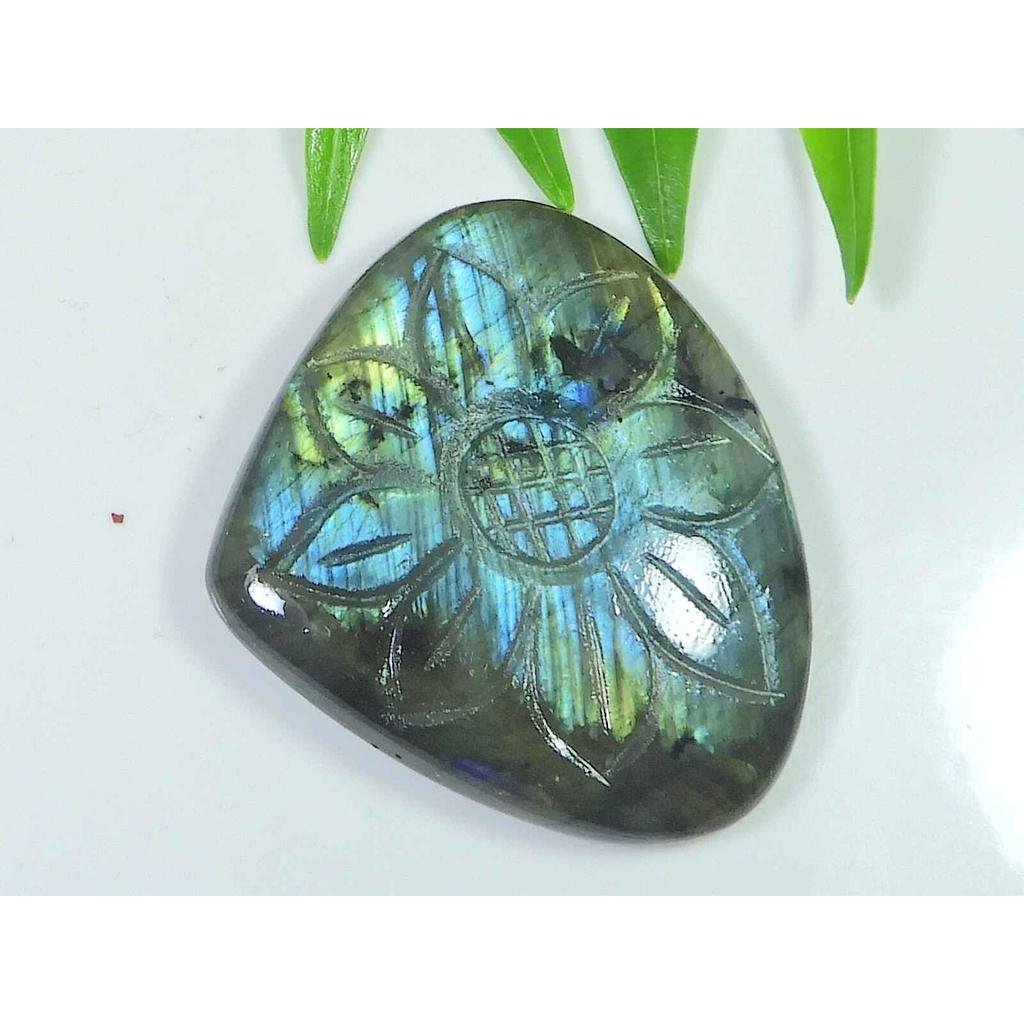 Natural Labradorirte Carving Heart Mineral Cabochon Loose Gemstone 37X41MM SK-2986