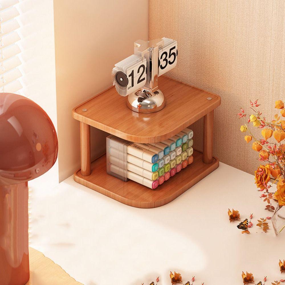Stackable Desktop Corner Stand Vertical Design Corner Storage Rack Wood Book Shelf  Household