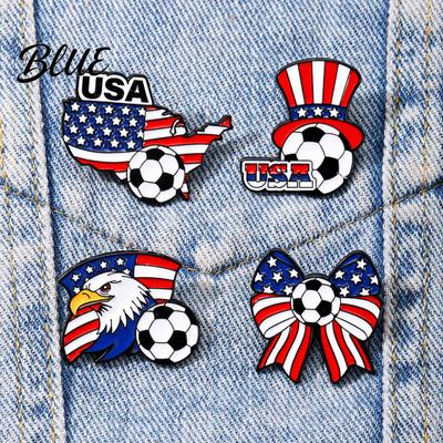 Colorful Enamel Badge Football USA Flag Pattern Zinc Alloy Brooch