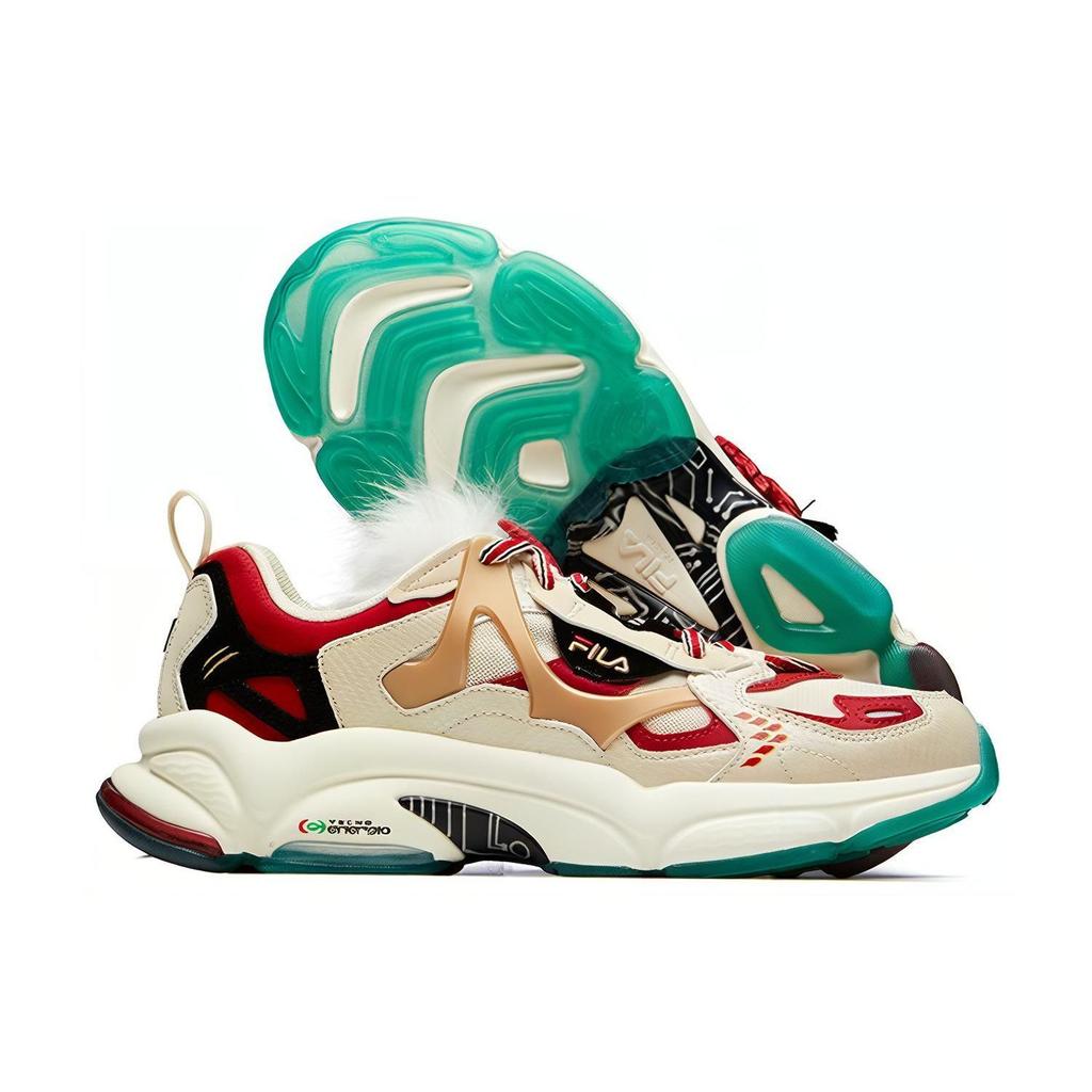 FILA Fusion Sports Shock Absorbing Wear Resistant Breathable Low Top Casual Shoes Men sneaker White Red T12M111117FAR