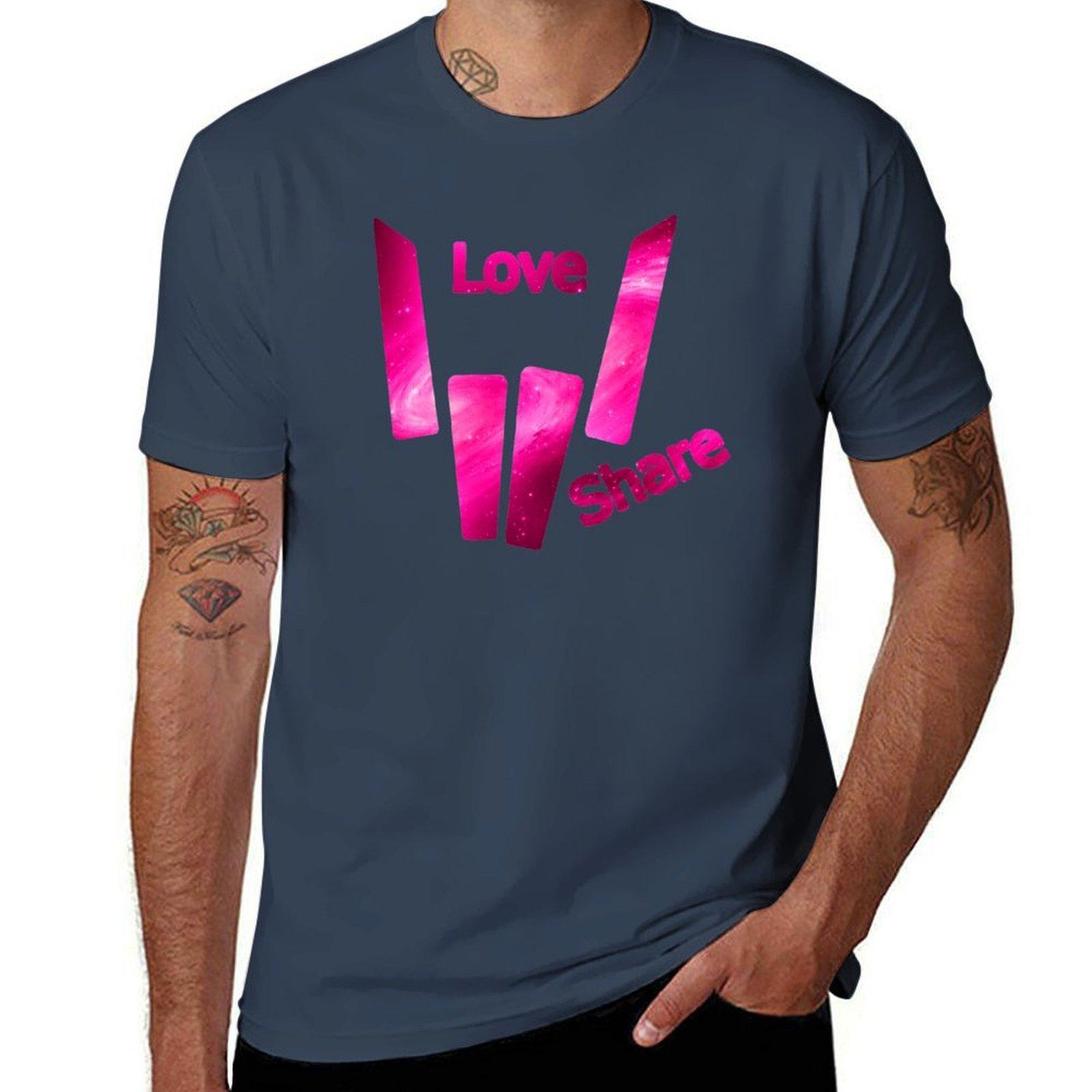 share Love pink Galaxy TShirt Casual Holiday Short Sleeve Tee S