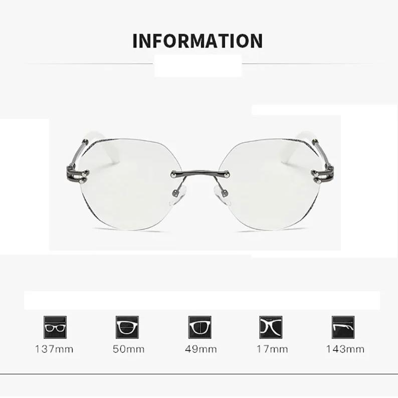Photochromic Frameless Reading Glasses Fashion Cut Edge Reading Eyewear Anti Blue Light High-definition Far Sight Eyeglasses